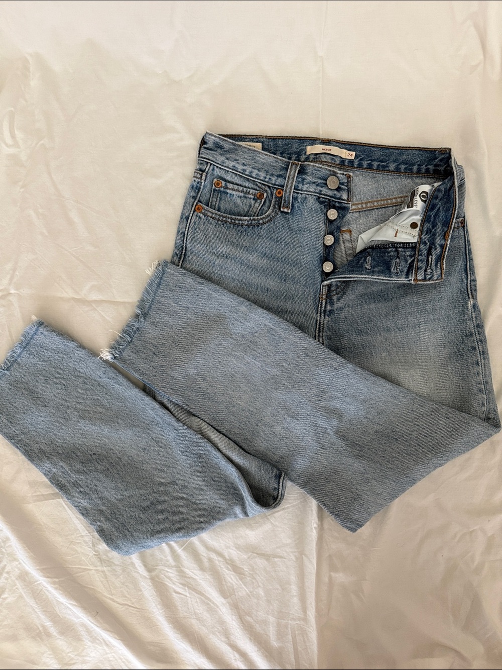 Levi's Light Blue Straight Leg Jeans with Button Fly